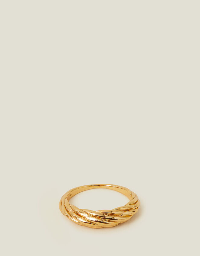 14ct Gold-Plated Twisted Band Ring, Gold (GOLD), large