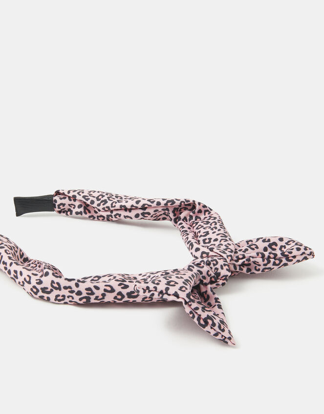Girls Bow Leopard Print Headband, , large