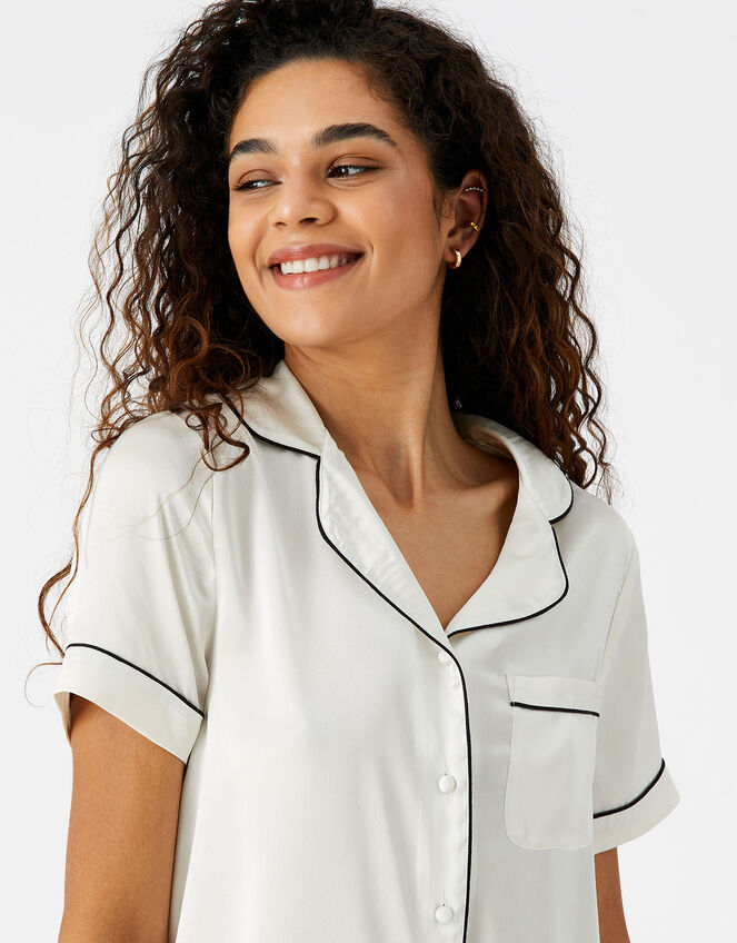 Satin Short Pyjama Set, Ivory (IVORY), large