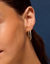 14ct Gold-Plated Pav&eacute; Hoop Earrings, , large