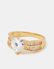 14ct Gold-Plated Sparkle Heart Ring, Gold (GOLD), large