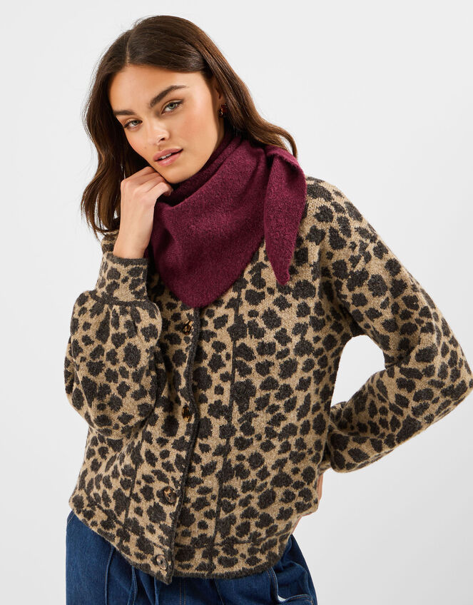 Plain Knitted Triangle Scarf, , large