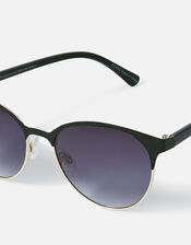 Metal Detail Classic Round Sunglasses, , large