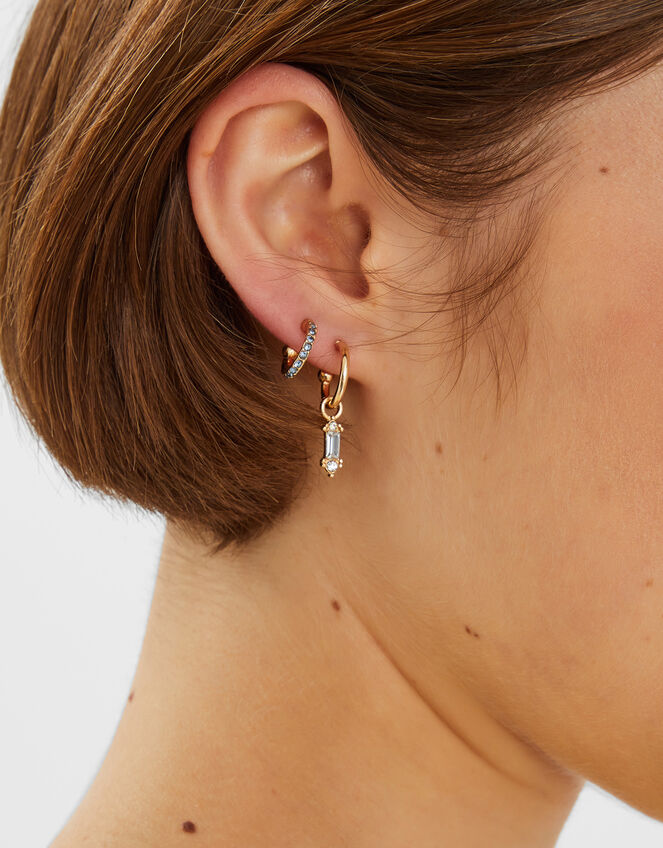 5-Pack Gem Diamante Stud & Hoop Earrings, , large