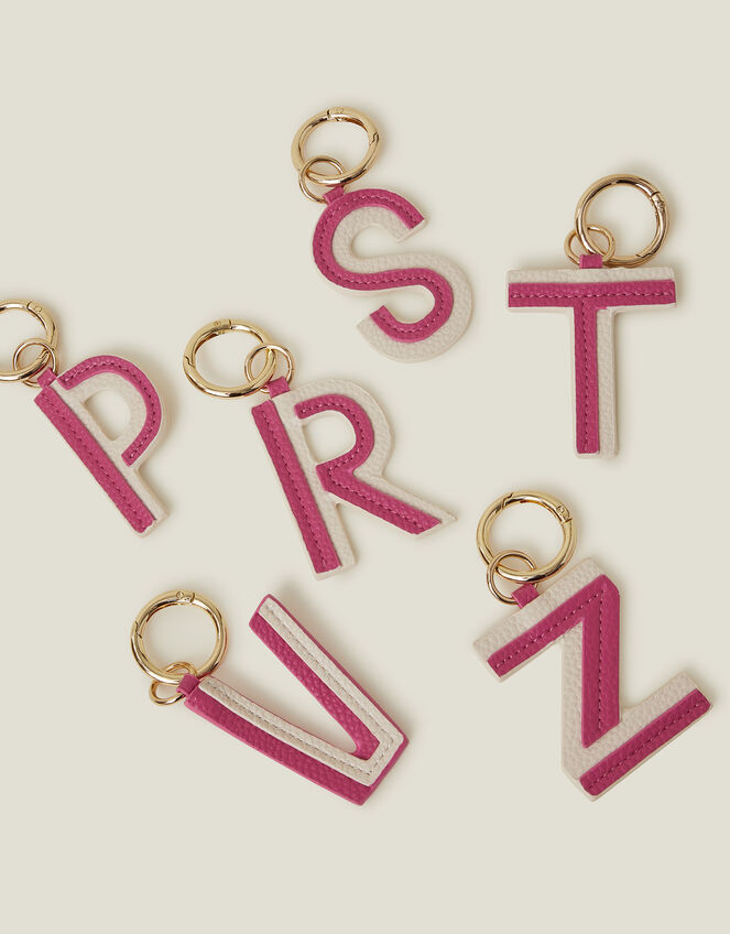 Initial Colour Block Keyring, Pink (PINK), large