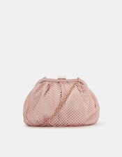 Sequin Clip Frame Clutch Bag, Pink (PALE PINK), large
