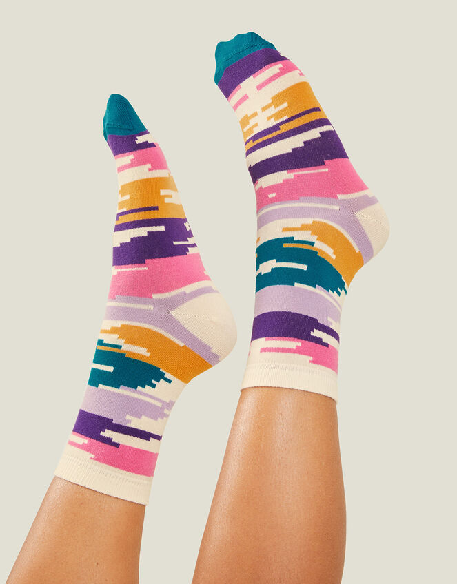 Blur Print Socks, BRIGHTS MULTI, large