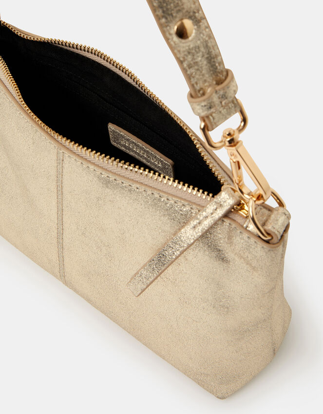 Suede Crossbody Handbag, Gold (GOLD), large