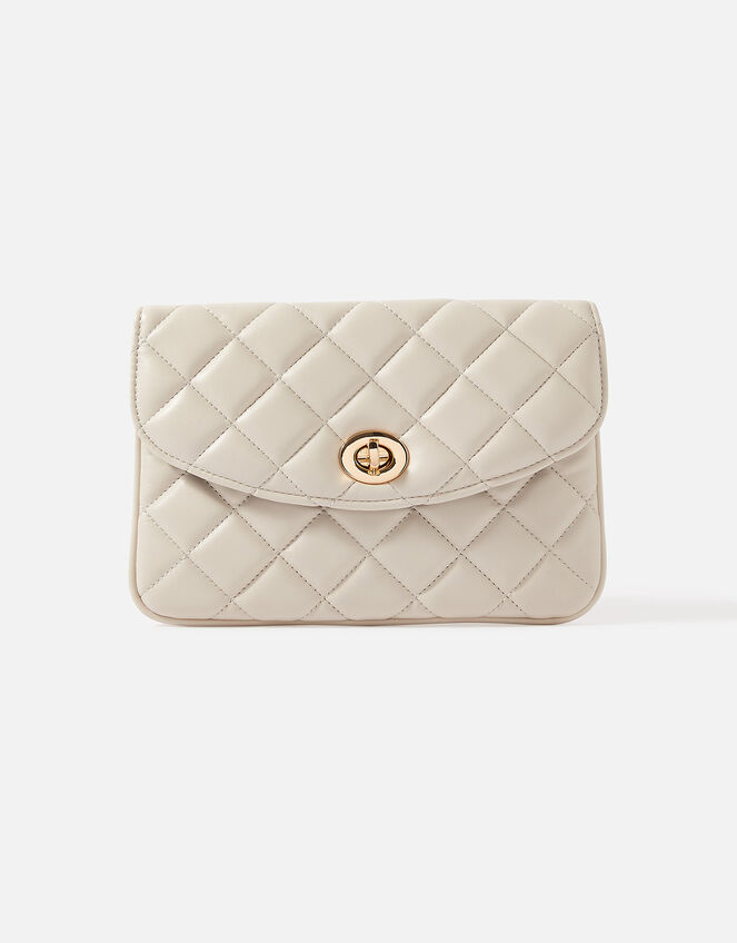 Quilted Clutch Bag, Cream (CREAM), large