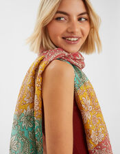 Colourblock Floral Paisley Scarf, , large