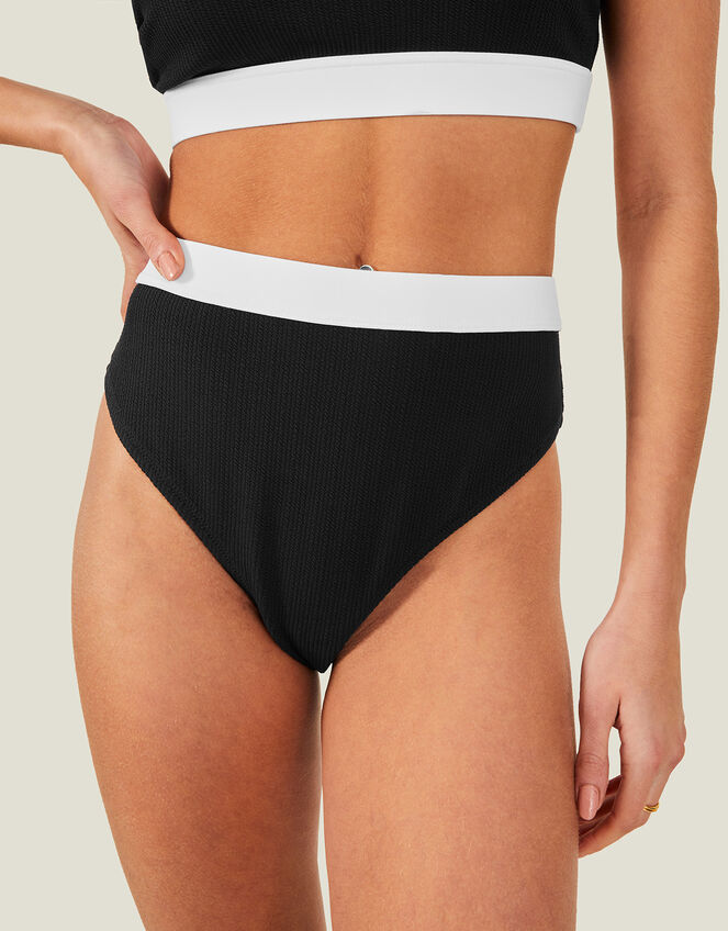 Textured High Waist Bikini Briefs, Black (BLACK), large