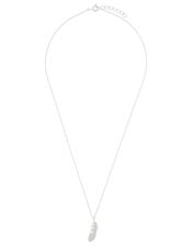 Sterling Silver Feather Pendant Necklace, , large