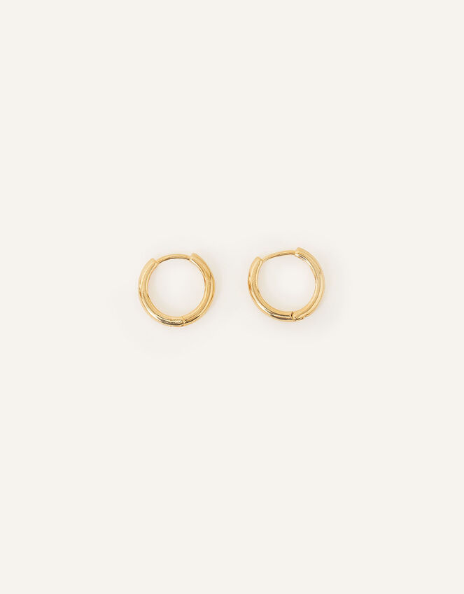 14ct Gold-Plated Plain Huggie Hoop Earrings&nbsp;, , large