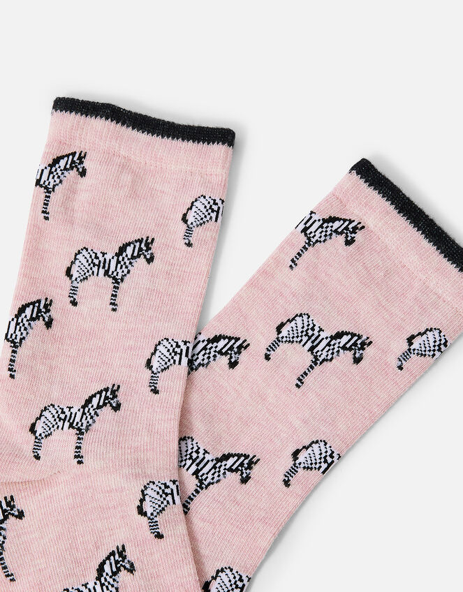 All Over Zebra Print Socks, , large