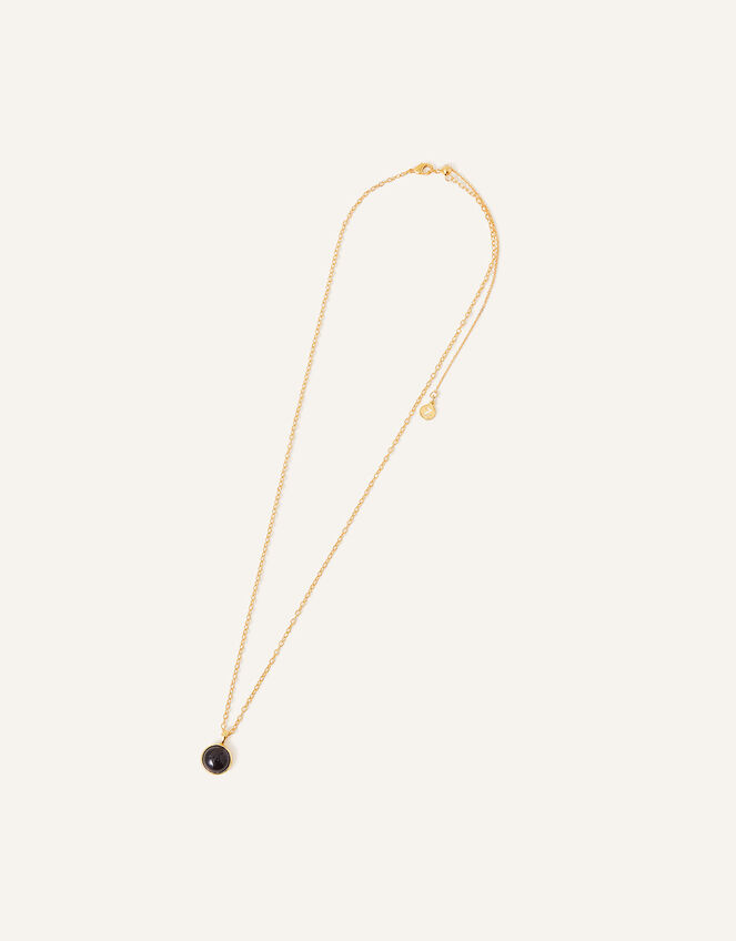 14ct Gold-Plated Black Onyx Pendant Necklace, , large