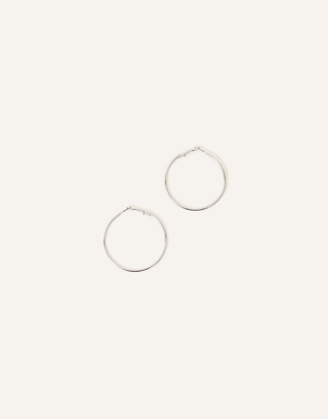 Medium Simple Hoops, Silver (SILVER), large