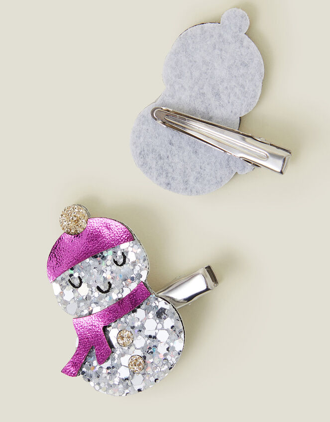 2-Pack Girls Snowman Hair Clips, , large