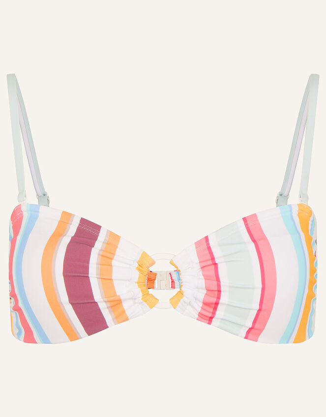 Stripe Ring Detail Bandeau Bikini Top, Multi (BRIGHTS-MULTI), large