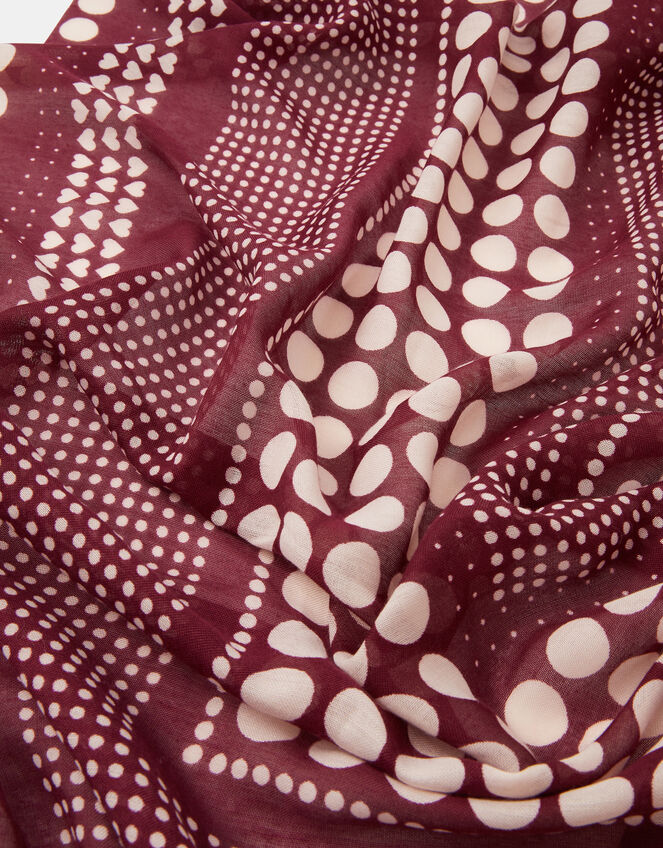 Large Polka Dot Heart Satin Scarf, , large