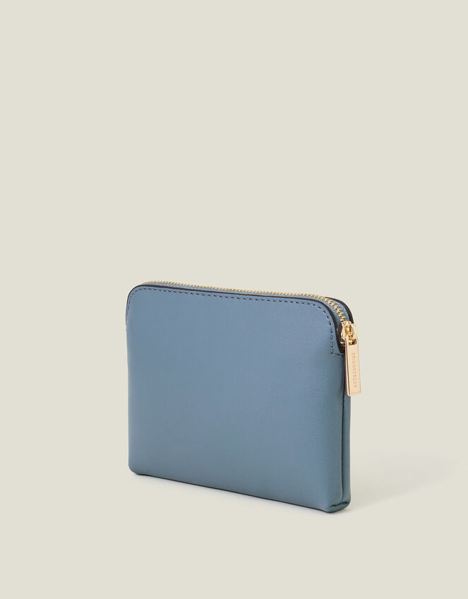 Faux Leather Coin Purse, Blue (BLUE), large