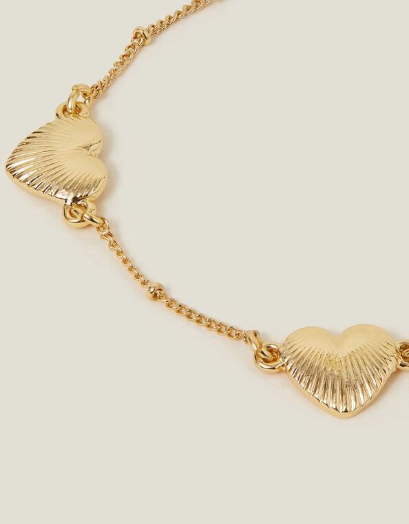 Ribbed Heart Chain Bracelet, , large