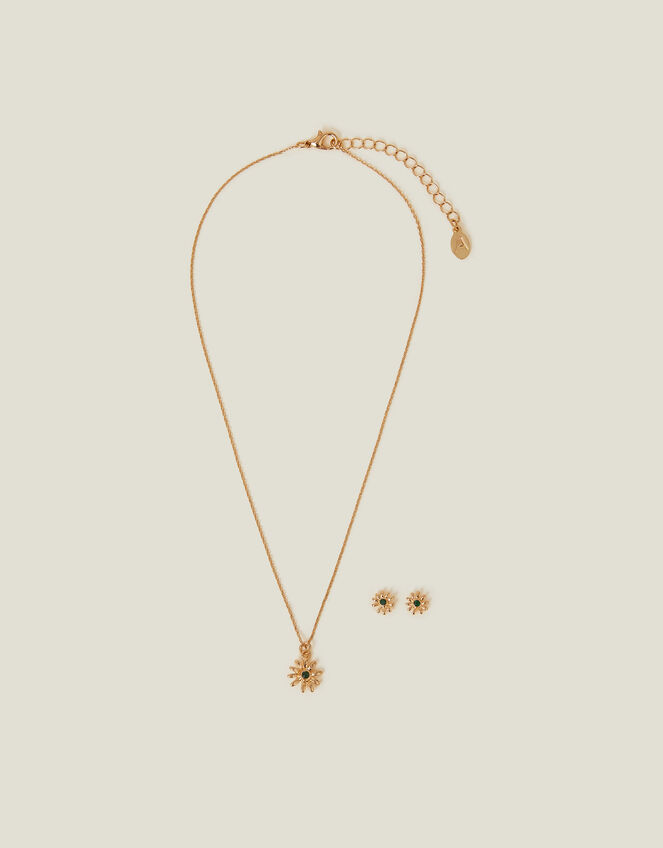 Daisy Stud Earrings and Necklace Set, , large