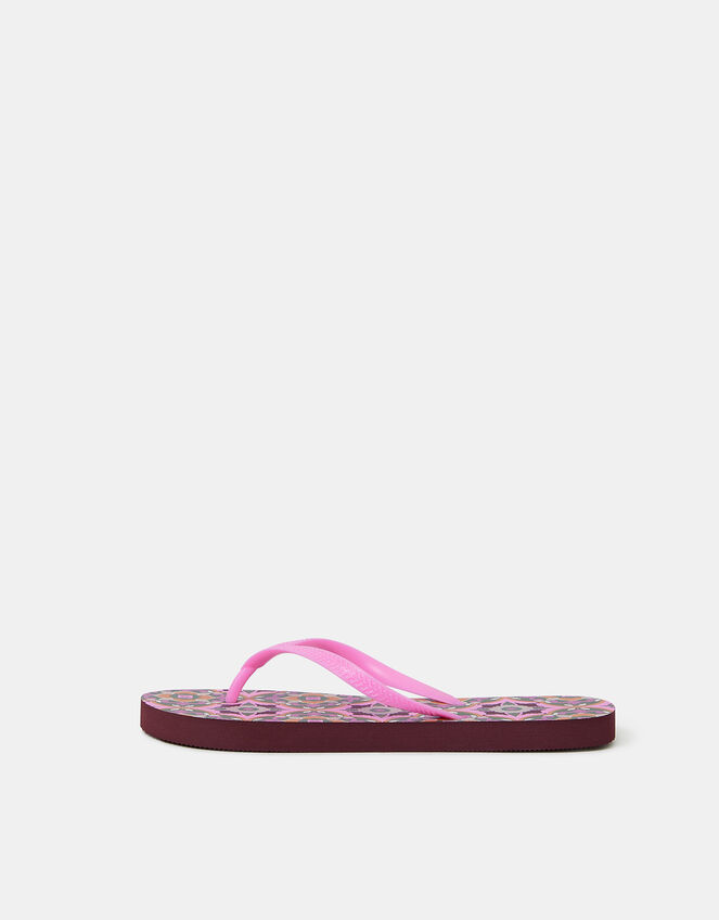 Tile Print Flip Flops, Natural (NATURAL), large