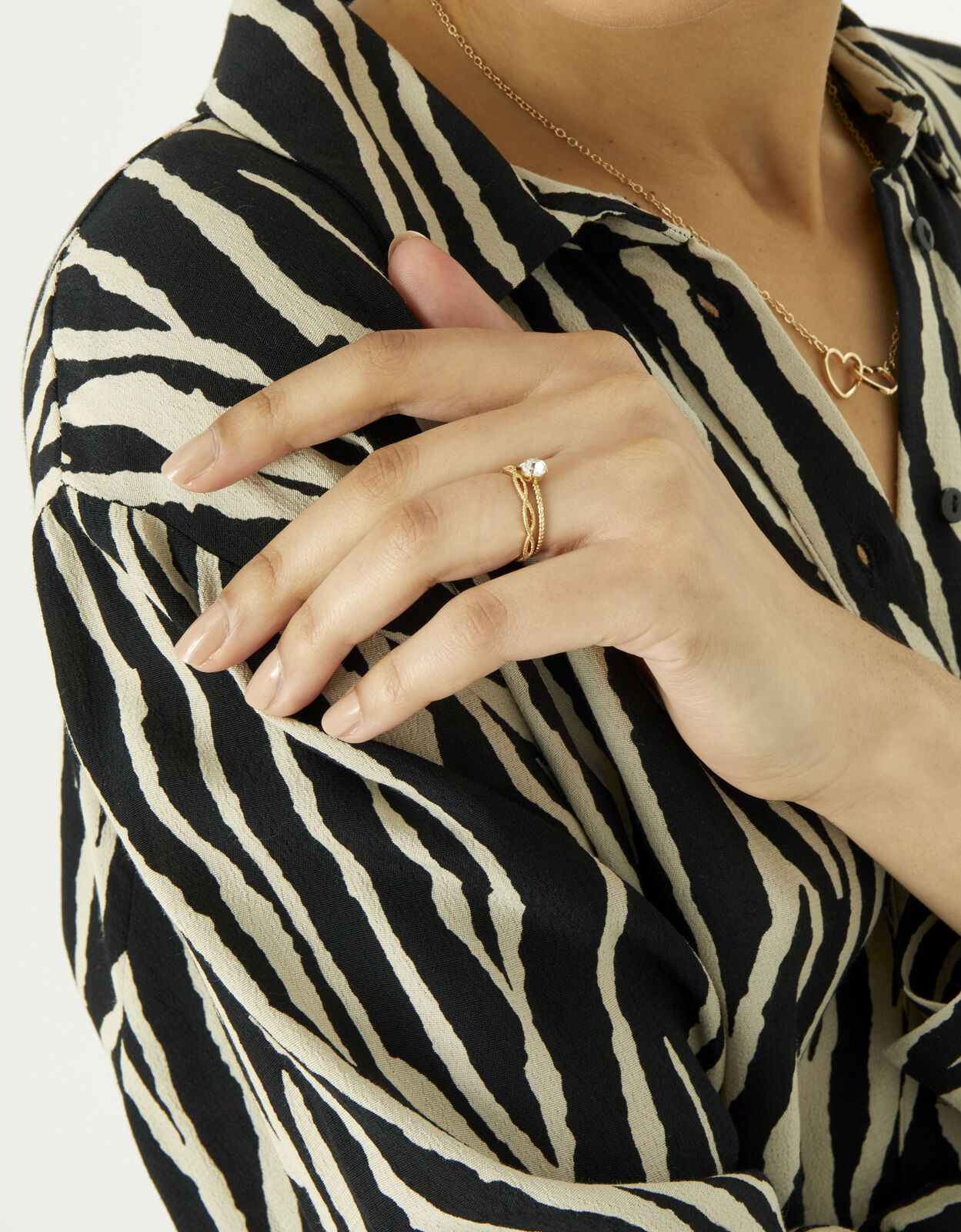 Solitaire Wave Stacking Ring Twinset White Stacked rings