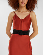 Suede Wide Waist Belt, Black (BLACK), large