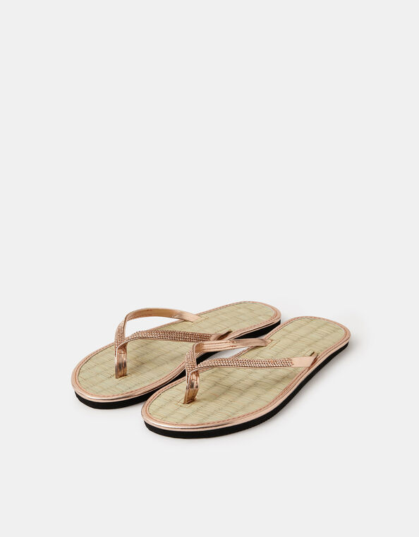 Sparkle Seagrass Flip Flops, Gold (ROSE GOLD), large