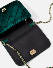 Erin Quilted Velvet Cross-Body Bag, Green (GREEN), large