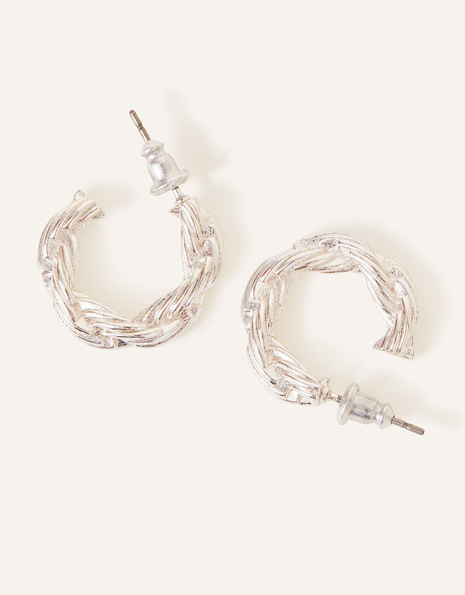 Silver twisted hoops clearance
