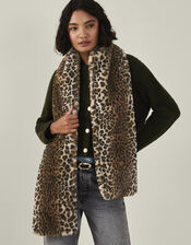 Faux Fur Stole Scarf, Leopard (LEOPARD), large