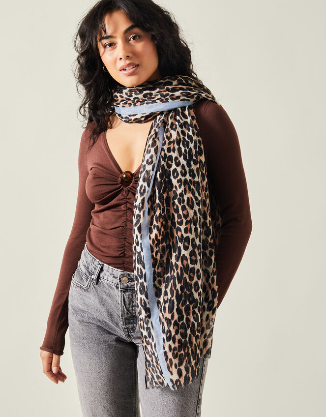 Lightweight Leopard Print Scarf, , large