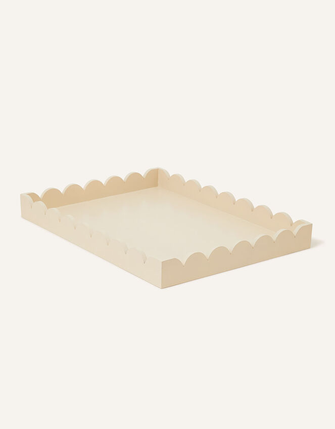 Large Wood Scallop Tray, , large