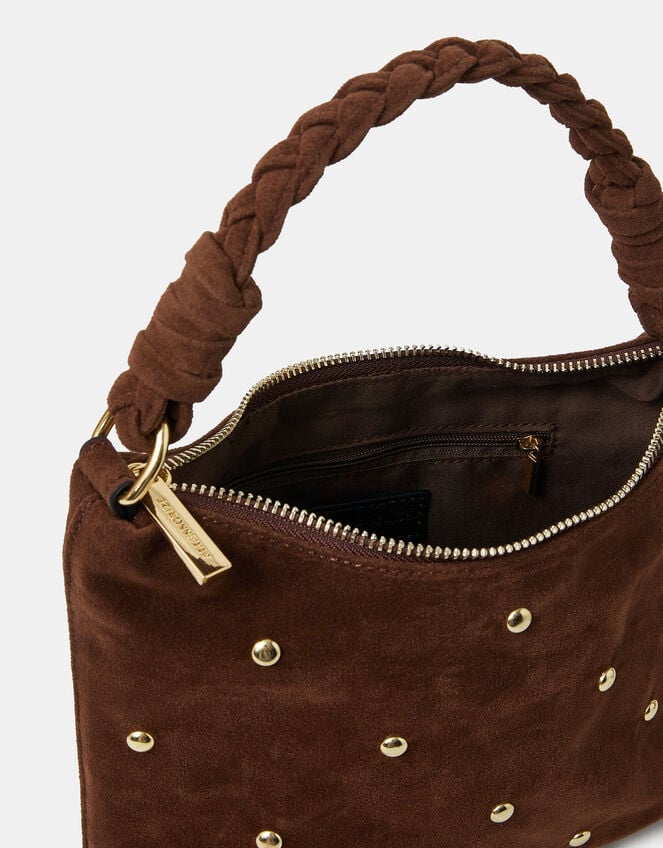 Suedette Stud Handbag, , large