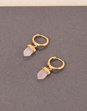 14ct Gold-Plated Rose Quartz Shard Earrings , , large