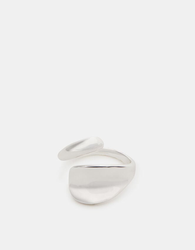 Sterling Silver-Plated Crossover Band Ring , , large