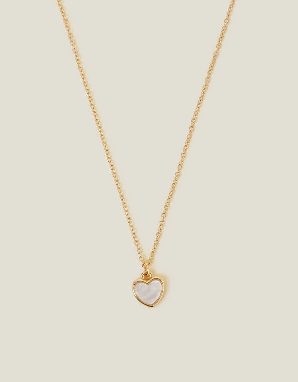 Pearly Heart Pendant Necklace, , large
