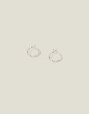 Sterling Silver-Plated Sparkle Wiggle Hoops, , large