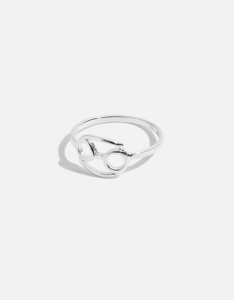 Sterling Silver Zodiac Cancer Ring  Silver, Silver (ST SILVER), large