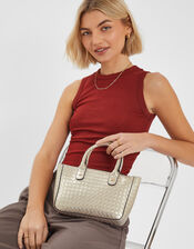 Woven Metallic Handbag, , large