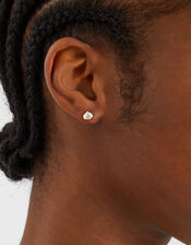 Sterling Silver Shell Stud Earrings, , large