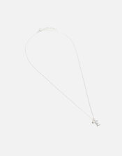 Sterling Silver Sparkle Initial Pendant Neckace, White (ST CRYSTAL), large