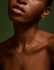 Stainless Steel Initial Pendant Necklace, Gold (GOLD), large