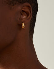 14ct Gold-Plated Diamante Tapered Hoop Earrings, , large