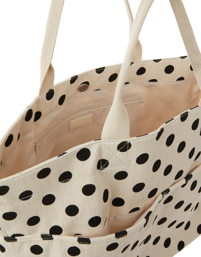 Woven Polka-Dot Tote Bag, , large