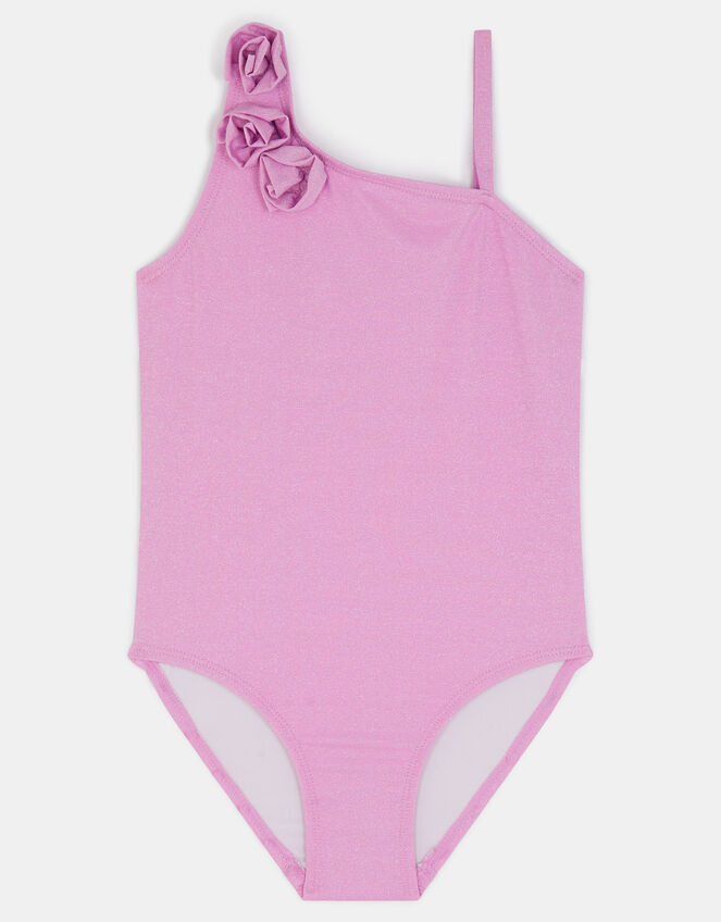 Girls Flower Corsage Swimsuit, Purple (LILAC), large