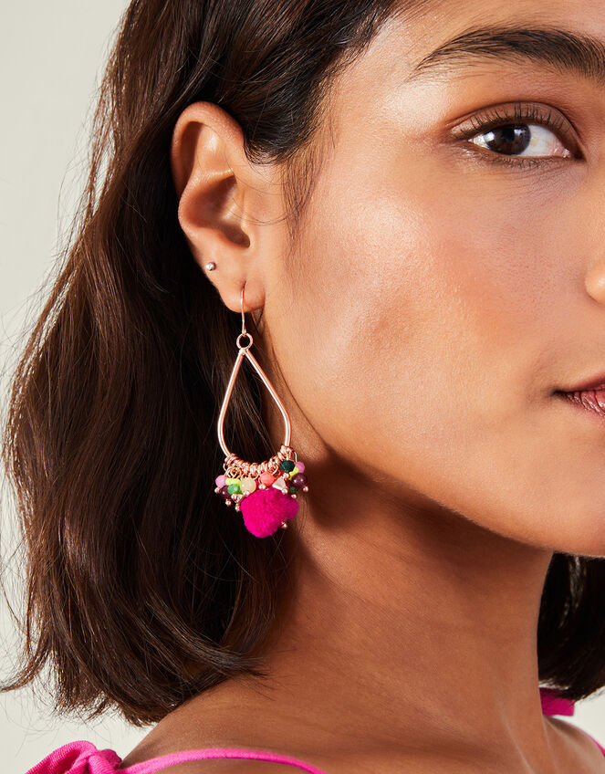Teardrop Pom-Pom Earrings, , large