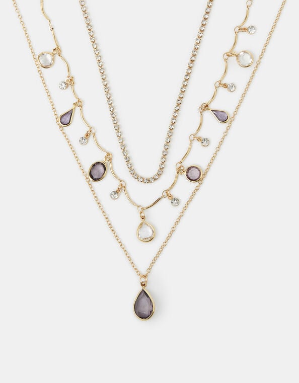 3-Pack Teardrop Gemstone Necklaces, , large